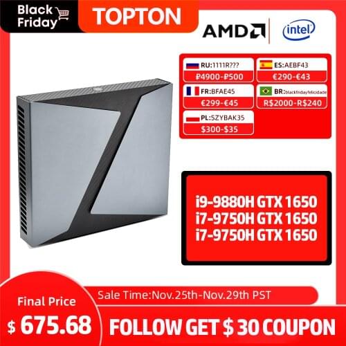 Topton Upgrade Version Gaming Pc Desktop Intel Core i9 9980HK i9 9880H Nvidia GTX 1650 4GB 8 Core 16 Threads Minipc Win 10 Pro