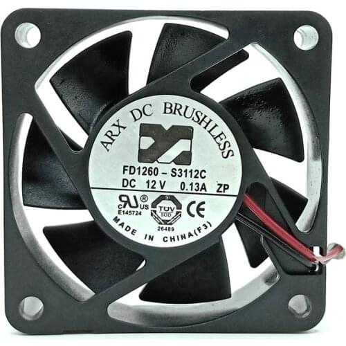 6015 12V FD1260-S3112C Two-Wire Chassis Cooling Fan 6CM Ultra-Quiet 0.13A