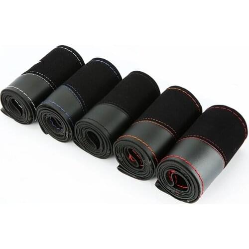 Suede Fashion Sports Hand Braid On The Steering Wheel Cover Four Seasons Handlebar Cover Car Accessories For BMW Steering Wheel