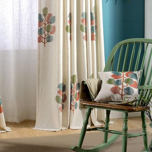 Protection Cotton Embroidery Curtain Fabric For Window Treatment Curtains The Wishing Tree for Living Dining Room Bedroom