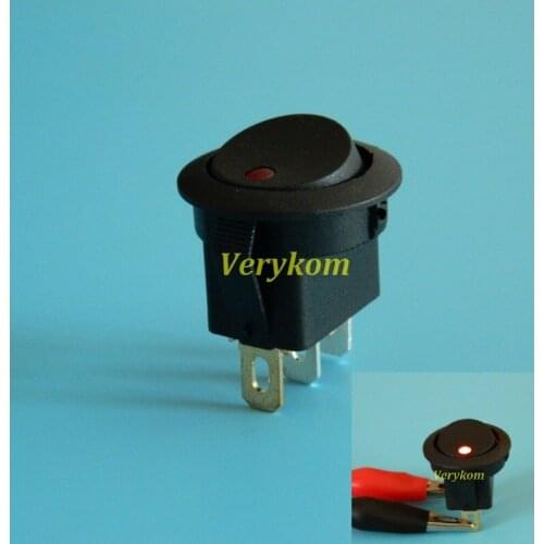 16A 12V LED Light Car Boat Round Rocker ON/OFF SPST Switch 3 Pins,Red Color High Brightness LED Toggle Switches