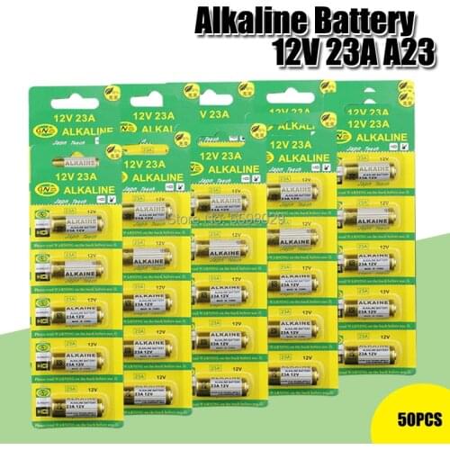 50pcs/Lot Alkaline Battery 12V 23A 23GA 21/23 A23 A23S E23A EL12 MN21 MS21 V23GA MN21 L1028 RV08 GP23A K23A For Doorbell remote