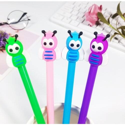 24 pcs Cartoon creative cute new bee black gel pen student stationery material escolar canetas kawaii stationery