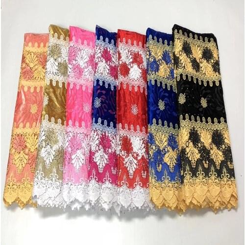 African Lace Fabric Guipure Mest Velvet Milk Fiber Polyester Material With Stones Good Quality For Sew Wedding Party Dress