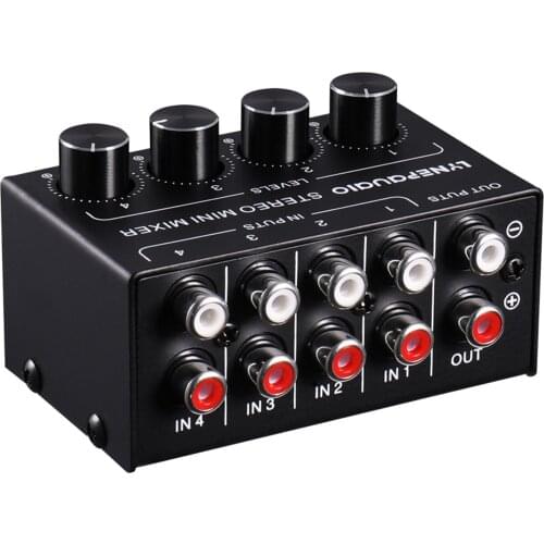 Audio Mix Mini Portable 4 Channel Passive Mixer Mixing Console with Volume Control for Live Studio Audio Mixer Console