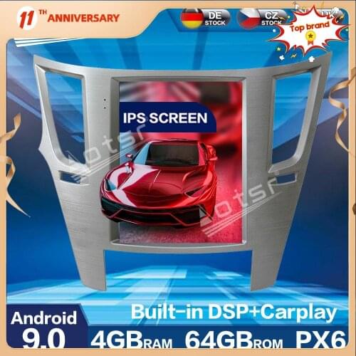 For Subaru Legacy Outback 2009 -2014 Aotsr Vertical Tesla PX6 Android 9.0 4+64GB Car Radio Player GPS Navigation Multimedia Play