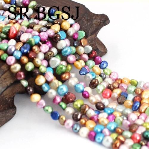 Free Shipping 5Strands 3-4mm Mixed Colors Colorful Natural Freshwater Loose Potato Pearl Jewelry Making Diy Beads 14"