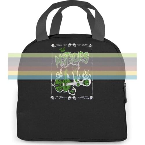BLACK THE METEORS NEW : SKULL DEMON UK FIRE PSYCHOBILLY ROCK Brand women men Portable insulated lunch bag adult