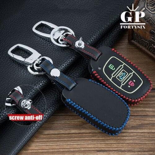 Genuine Leather 3 Button Remote Key Case Cover Car Keychain For Hyundai Elantra Tucson Mistra Verna Sonata IX25 IX35 Accessories