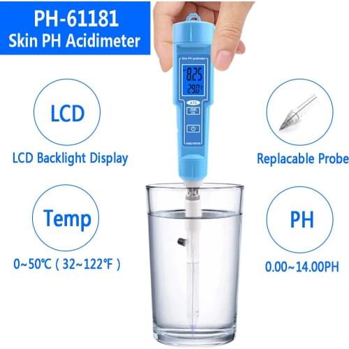 Digital PH Meter Skin Acidimeter Water Quality Tester Cheese Loose Soil Analyzer for Creams Meat Milk Lab PH Temp Test Device