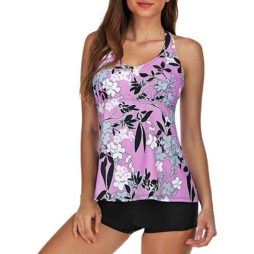 Plaid tankini plus size women two pieces swimwear push up big size girl bathing suit grey beachwear summer swimming sbort wear