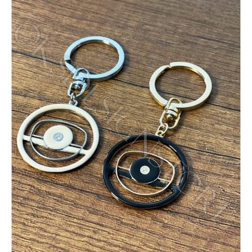 For Mercedes-BENZ , 3D Key Chain Steering Wheel Mercedes Benz Classic W115 W116 W123 W108 R107 W114 GOLD STYLE