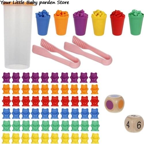 Children Montessori Toy Rainbow Counting Bear Educational Cognition Rainbow Color Matching Game Educational Toys Gifts