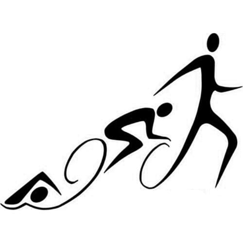18.7*13.7CM Personalized Triathlon Sports Car Stickers Vinyl Decals Covering The Body Black/Silver C7-0169