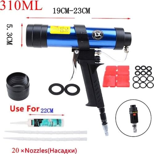 310ml Cartridge Gun Air Glass Pneumatic Caulking Gun Manual Silicone Pistol Glue Sealant Nozzles Paint&Decorating Smoother tools