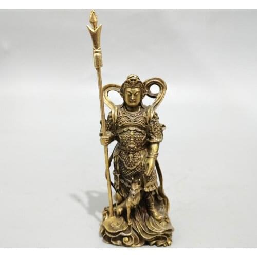 CHINA antique brass fengshui Erlang God small Statue Metal crafts family decorations statue
