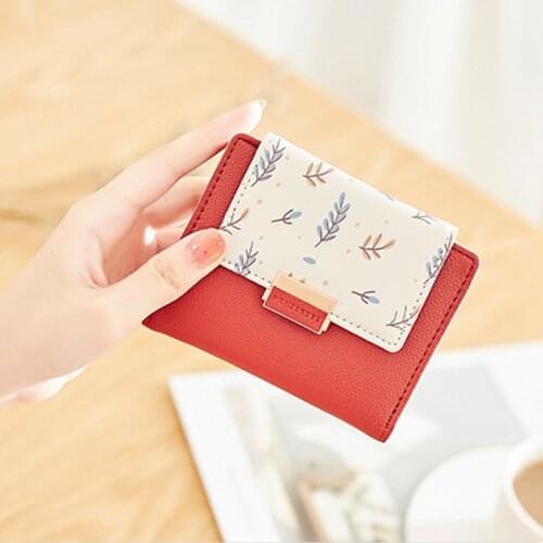 New Printing PU Leather Women Purse Pocket Ladies Clutch Wallet Women Short Card Holder Fashion Panelled Wallet Cartera Mujer