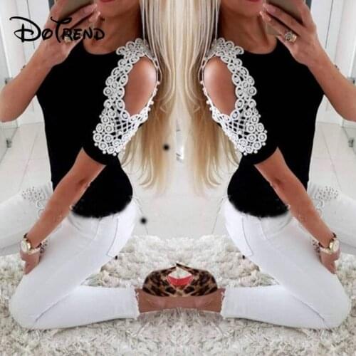Fashion Women Ladies Summer Cotton Soft Short Sleeve Casual Shirt Tops Ladies Open The Shoulder Beading T-Shirts