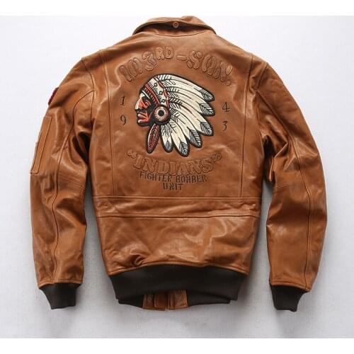 2020 Light Brown Men Italy Military Pilot Jacket Plus Size XXXXL Wool Collar Genuine Sheepskin Aviator Leather Coat