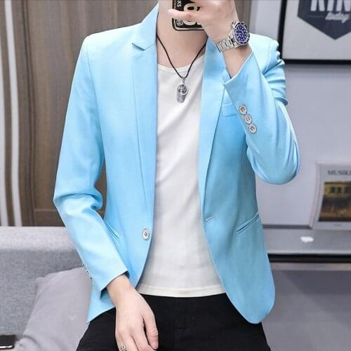 2021 Mens Solid Color Slim Fit Casual blazer New Youth Suit blazer