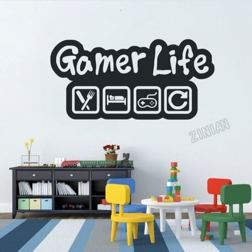 Video Game Controller Wall Decal Kid Room Decor Gamer Life Wall Sticker For Nursery Child Room Gaming Life Vinyl Wall Mural Y050