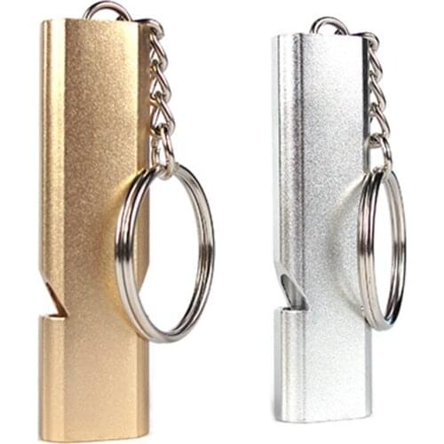 Outdoor hiking camping safe survival whistle Field equipment Portable aluminum safety whistle Dual-tube survival whistle