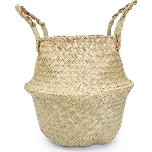 Natural Hand Woven Seagrass Flower Baskets Home Storage Baskets Laundry Basket Plant Decorative Baskets Picnic Bags