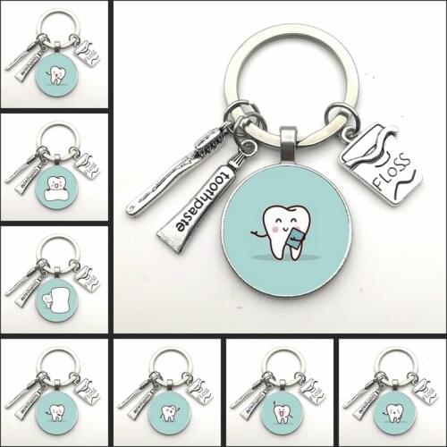 2020 New Dentist Dental Glass Keychain Dental Assistant Gift Dental Care Keychain
