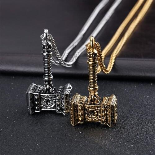Hot Luxury Stainless Steel Retro Steel Gold Color Hammer Decorating Shape Pendant Necklace Men New Trendy Necklaces Jewelry Gift