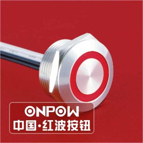 ONPOW 19mm Micro-Travel Momentary IP65 Ring LED Stainless steel Metal Push button switch (GQ19W-AF-10E/Y/)