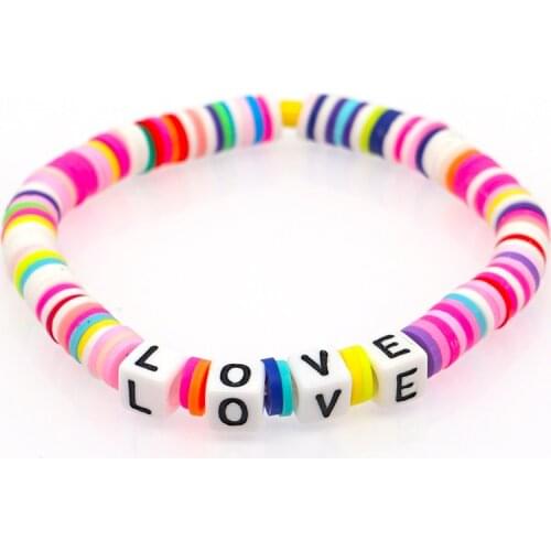 OSHUER Fashion 6mm Beaded Bracelet Polymer Clay Wristband Handmaded Gift For Women Jewelry Decoration