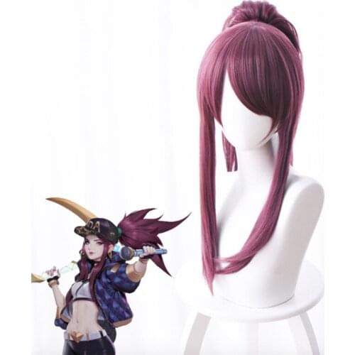 Game LOL KDA Akali Cosplay Wigs New Style The Rogue Assassin Women Hair Explosion Turned Horse Tail Halloween Christmas Wigs