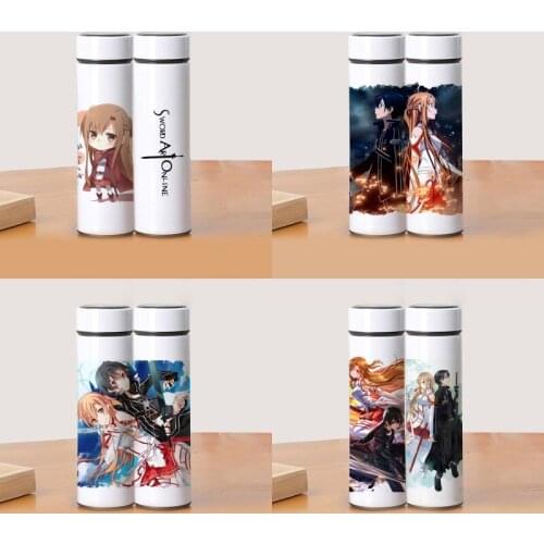 1pcs Anime Cartoon Sword Art Online Printed Portable Stainless Steel Water Bottle Travel Cup Cosplay Prop Boy Girl Gift