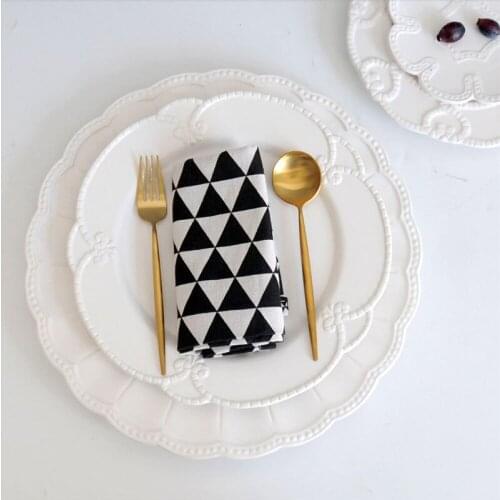 Flat Plate Steak Dish Dinnerware Elegant Soild White Delica Basso-relievo Wedding Dinner Plate