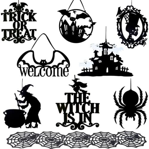 Halloween Decorations Spider Witch Festival Hanging Pendants Non-woven Wall Hanging Decor Skull Ornament Party Supplies