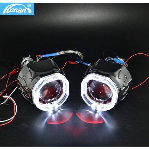 Ronan 2.5 Bixenon 8.1 Projector Lens HID Use H1 Bulb H1 H4 H7 Socket with LED Optical Angel Eyes Integration Shrouds Retrofit