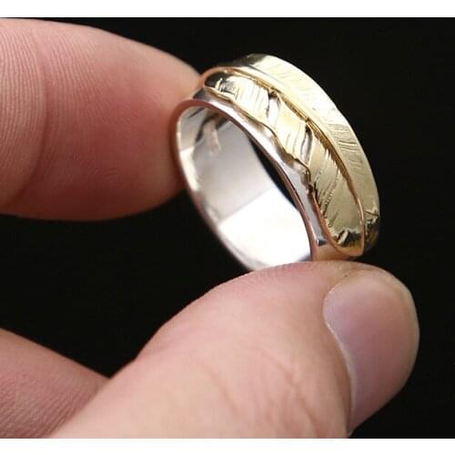 S925 Sterling Silver Retro Thai Silver Jewelry Fashion Takahashi Goro Feathers Individual Mens And Womens Rings