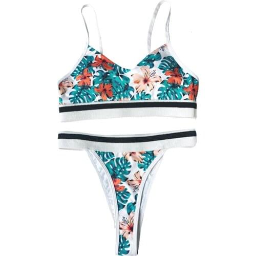 Quanss 2021 New Arrival Floral Bikini Women Sexy 2 Pieces Set Swimwear Summer Beach Lingerie Swimsuit Woman Tanga Bathing Suit