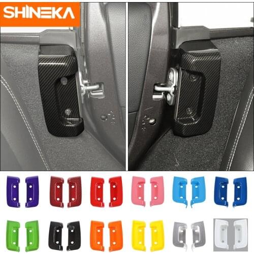 SHINEKA Interior Mouldings ABS Car Rear Door Lock Buckle Decoration Cover Stickers For Jeep Wrangler JL 2018+ Advanced Accessory