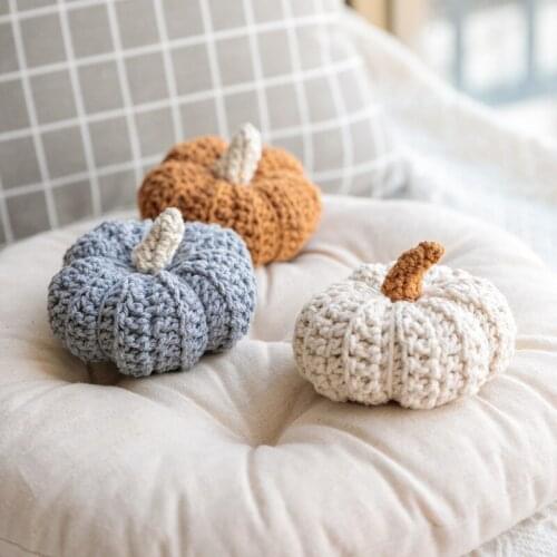 Nordic Pumpkin Vintage Home Decoration Accessories Cotton Crochet Plant Baby Kids Bed Room Decor Display Figurines Photo Prop