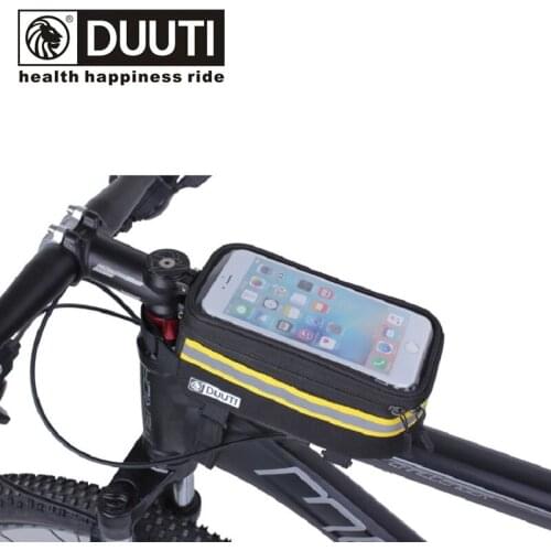DUUTI Bicycle Frame Bag Waterproof Mountain Bike Touch Screen Phone Holder Bike Repair Tool Pouch Riding Bicycle Front Frame Bag