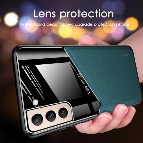 KEYSION Shockproof Phone Case for Samsung S21 Plus S21 Ultra PU Leather Car Hloder Cover for Galaxy S20 Plus Note 20 Ultra S20FE