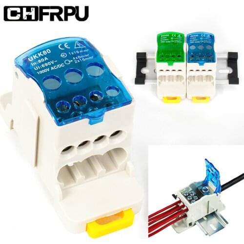 UKK 80A One in multiple-out distribution box Din Rail Terminal Blocks Universal wire connector junction box waterproof