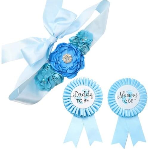 Baby Shower Party Decoration Mommy To Be Daddy To Be Badge Shoulder Strap Set Baby Gender Reveal Gift First Birthday Favor-S