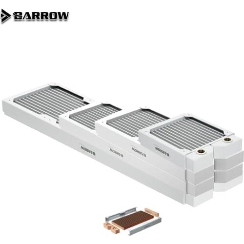 BARROW 28mm Thick Copper 360mm White Radiator Computer Water Cooling Liquid Exchanger G1/4 Threaded use for 12cm Fans Dabel-28a