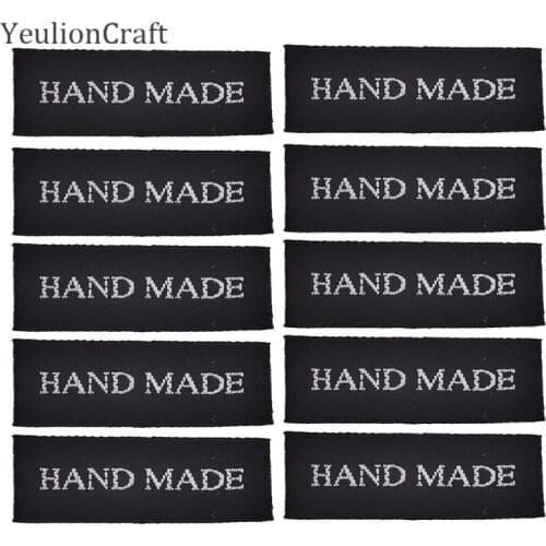 Chzimade 100Pcs/lot Handmade Clothes Label Tags Woven Embossed Cloth Labels For Garment Diy Sewing Materials