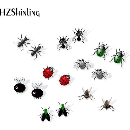 2019 New Black Fly Acrylic Earring Fly Insect Earrings Epoxy Art Fashion Stud Earring