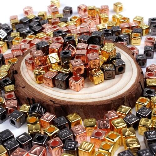 100/200/300Pcs/Lot 3 Pick Colors Squre Bead7mm Mixed Letter Acrylic Beads For Jewelry Making DIY Bracelet Necklace Accesories