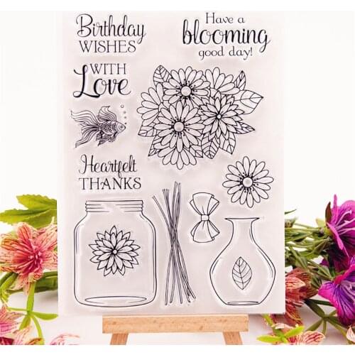 11x15.5cm flower leaves vase Transparent Silicone Rubber Clear Stamps cartoon Scrapbooking/DIY Easter Childrens toys album