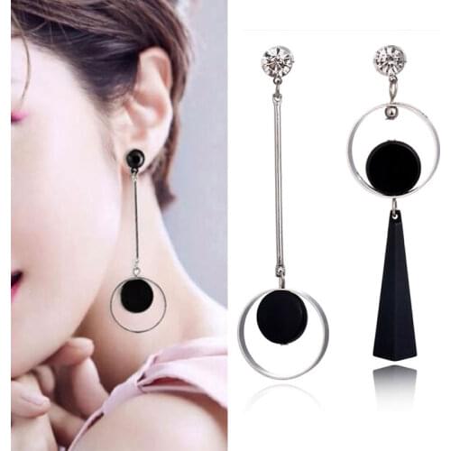 2021 Round Drop Earrings For Women Fashion Jewelry Vintage Geometric Asymmetric Korean Statement Dangle Long Earring Brincos